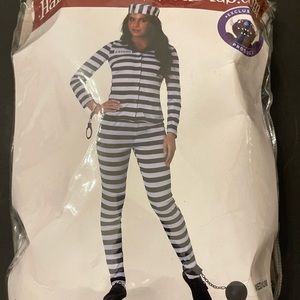 Inmate Halloween costume (pants, top, hat)
